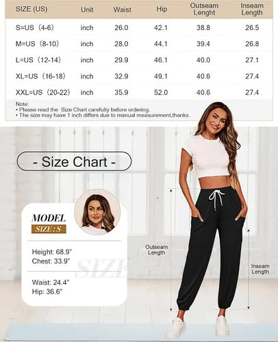 Vista 5 de Paquete de 3 pantalones deportivos para mujer, cómodos pantalones de yoga con bolsillos, estilo harén, pantalones deportivos con cordón