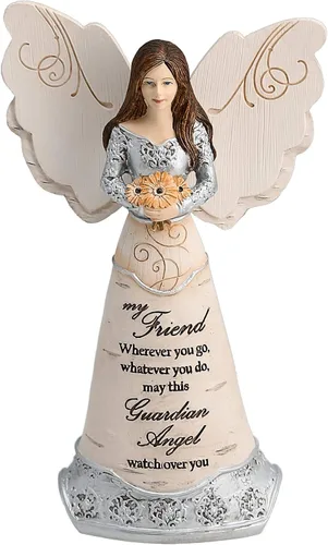 Vista 17 de Figura de ángel amigo de Elements de Pavilion, de 8 pulgadas, sosteniendo una mariposa, con inscripción "Los amigos son regalos para siempre