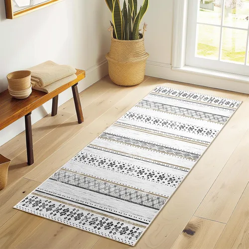 Vista 48 de BESTSWEETIE Alfombras de área de 2 x 3 pies para sala de estar, lavables, marroquíes, rústicas, geométricas neutrales, de pelo bajo