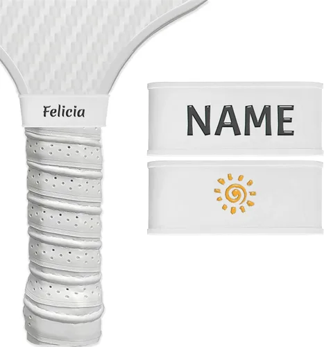 Vista 15 de 2 bandas de nombre personalizadas de paleta de pickleball, accesorios personalizados de paleta de pickleball para cinta de agarre seguro, bandas