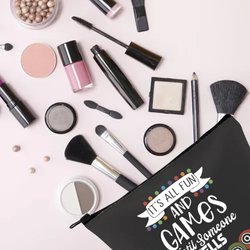 Vista 5 de TSOTMO Divertido regalo de jugador It's All Fun And Games Until Someone Grits Lucky Bag para mujeres amantes de los juegos, Beige, Blk-gritos Bingo