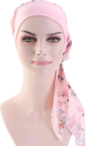 Vista 2 de CCCHO Gorro de turbantes sedosos vintage para mujer, banda ancha elástica, multifunción impresión, gorro de quimioterapia para pérdida de cabello