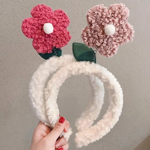 Vista 5 de Diademas para mujeres y niñas, diadema para la cabeza, linda diadema de flores de dibujos animados suave para invierno y otoño, aro para el cabello