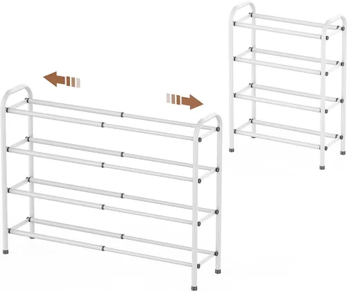 Vista 14 de Gonfoam Zapatero expandible de 2 niveles, estante ajustable para zapatos, organizador de almacenamiento de metal resistente, zapatero de pie