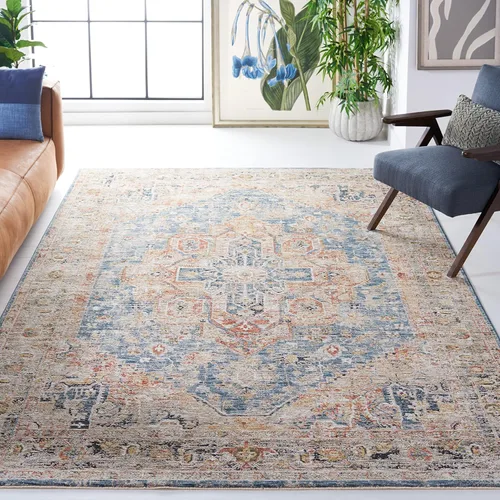 Vista 8 de SAFAVIEH Silverado Collection - Alfombra para pasillo, 2 x 8 pies, azul y óxido, diseño vintage envejecido, no desprende pelusa y de fácil cuidado