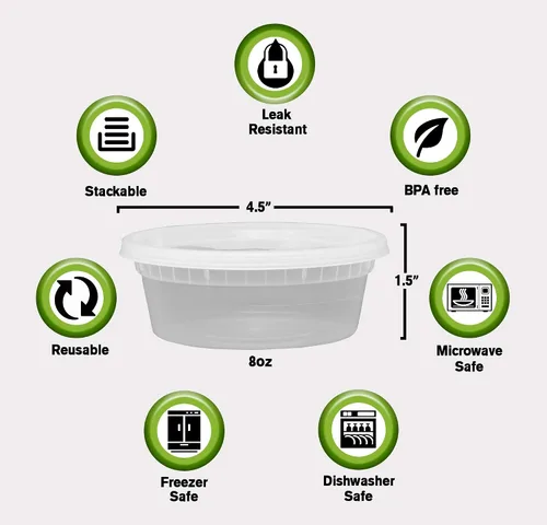 Vista 5 de Contenedores de almacenamiento de alimentos de 8 onzas con tapas herméticas, 300 juegos (6 paquetes de 50 juegos), a prueba de fugas, reutilizables