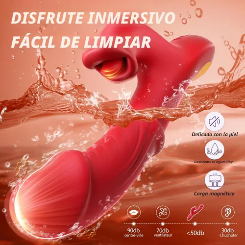 Vista 6 de Toendi Vibrador de empuje juguetes sexuales, consoladores para adultos, vibrador de punto G con anillo deslizante, consolador de empuje 7 10 lamer