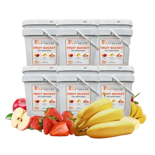 Vista 8 de Numanna Cubo de frutas liofilizadas – 100 porciones, 2 libras Manzanas, plátanos y fresas Snack saludable para uso diario, comidas de emergencia