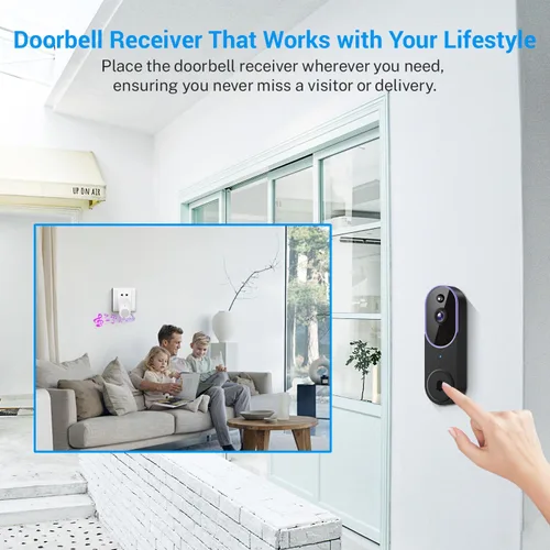 Vista 6 de Cámara de timbre de video inalámbrica de 1080p, detección inteligente de humanos con IA, alimentada por baterías, conversación de dos vías, vista