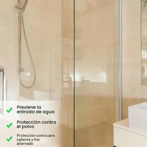 Vista 6 de Newtay 2 piezas de tira de sello larga de vinilo transparente tipo L con barrera de umbral de agua pre-aplicada adhesiva para puerta de vidrio
