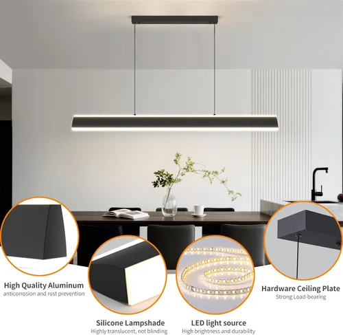 Vista 5 de Lámpara de araña moderna, lámpara colgante LED de 39 pulgadas con control remoto de 3000 a 6500 K, temperatura de color ajustable, lámpara