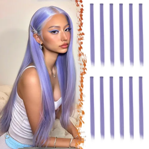 Vista 8 de BARSDAR Extensiones de cabello negro con clip, extensiones de cabello con clip de color para mujer, 22 pulgadas, 12 piezas, extensiones sintéticas
