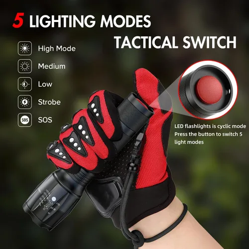 Vista 9 de KELME Paquete de 3 linternas de alto lúmen, potentes linternas tácticas con 5 modos, linterna LED pequeña con zoom impermeable de mano