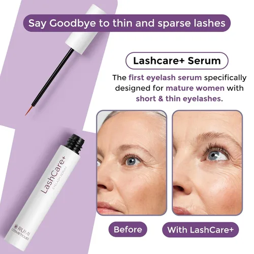 Vista 2 de LashCare+ Suero para mejorar las pestañas para mujeres maduras, pestañas más largas y gruesas en 12 semanas, para ojos sensibles, crecimiento