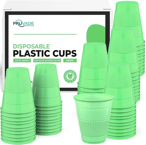 Vista 2 de Vasos desechables Paquete de 500 Vasos de baño de plástico azules de 5 onzas, perfectos para medicina, agua, enjuague, enjuague bucal, fiestas