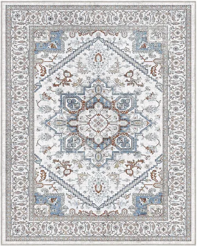 Vista 384 de OPPODREAM Alfombras suaves, pequeñas y lavables con parte trasera antideslizante, alfombra de cachemira sintética de pelo bajo, 2 x 3 pies, azul