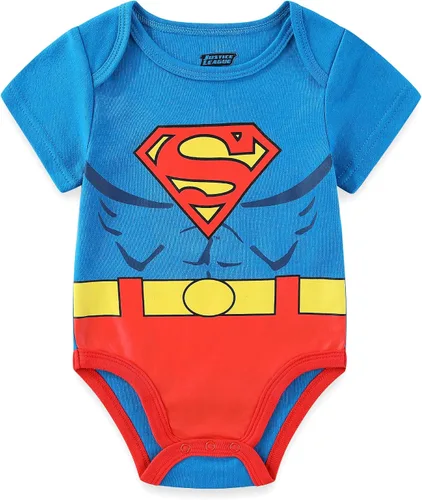 Vista 2 de WARNER BROS Justice League Batman, Superman, Flash, Aquaman and Green Lantern Baby Boys 5 Pack Creepers for Infants