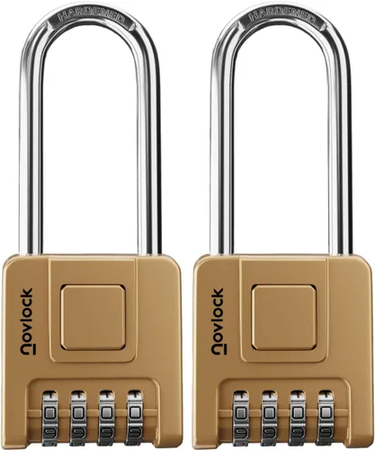 Vista 12 de Candado de Combinación de Grillete Largo de 2.76 Pulgadas para Exteriores e Interiores Resistente, Resistente a la Intemperie, Seguridad de 4