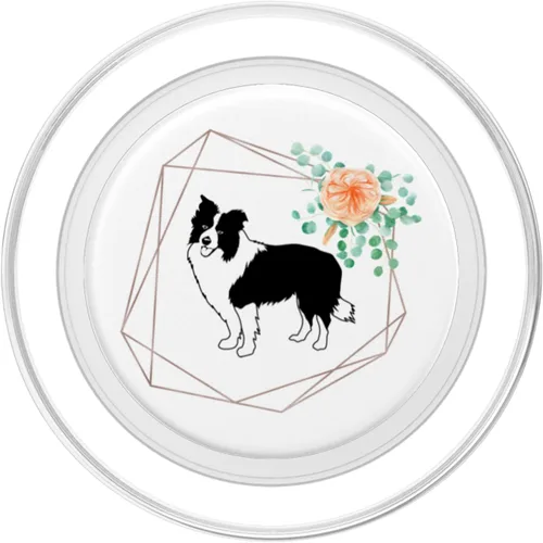 Vista 2 de Amante de Border Collie en blanco y negro para mujer, caminante de perros, mamá, PopSockets MagSafe PopGrip para iPhone