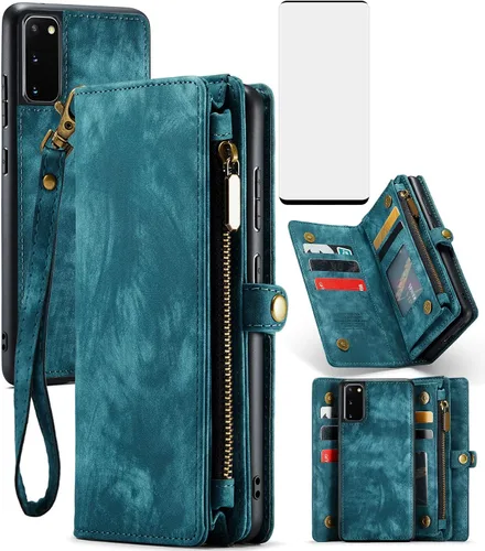 Vista 10 de Asuwish Funda de teléfono para Samsung Galaxy S20 Glaxay S 20 5G UW 6.2 pulgadas con cremallera, funda desmontable con protector de pantalla