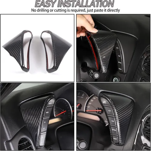 Vista 5 de Lcojicep Cubierta interior para interruptor de botón de auto en ambos lados compatible con Chevrolet Corvette C6 2005-2013, velocímetro lateral Negro