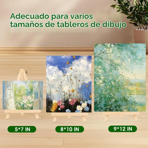 Vista 5 de AROIC Caballete de 9 pulgadas para pintar, paquete de 6 caballetes de madera para letreros, caballetes de mesa para pintar lienzos, caballete