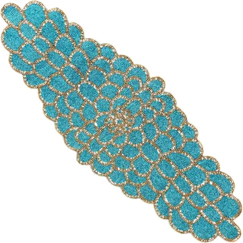 Vista 32 de CLEENTABLE Camino de mesa decorativo con cuentas de 36 pulgadas, diseño floral hecho a mano con respaldo de poliéster duradero para comedor, mesa
