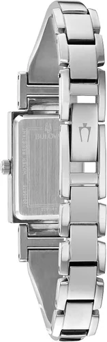 Vista 3 de Bulova Reloj clásico de cuarzo de 2 manecillas de acero inoxidable con esfera de diamante para mujer con nácar negra en esfera rectangular