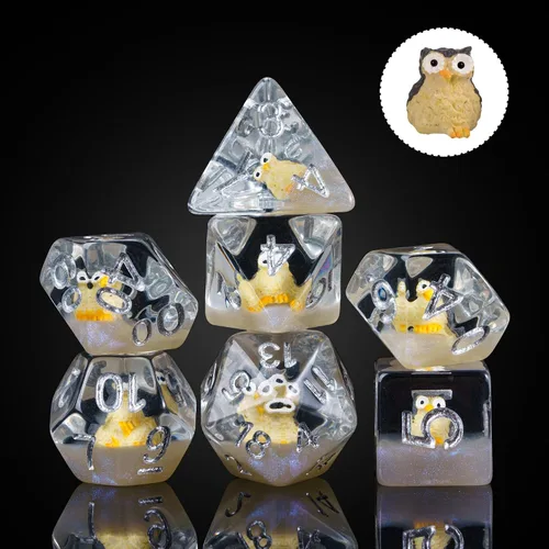 Vista 29 de Cusdie 8 dados DND, juego de dados poliédricos rellenos de animales, juego de dados de animales para juegos de rol, dados D&D