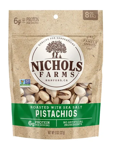 Vista 8 de Nichols Farms Pistachos Orgánicos de California en Cáscara, Aperitivo Proteico Saludable, Habanero Lima, 14 oz