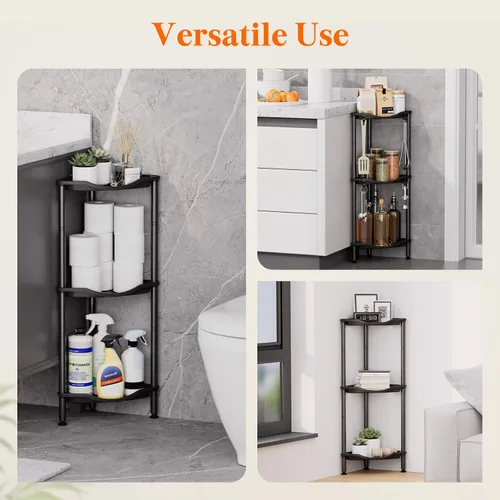 Vista 9 de Lifewit Estante de Ducha de 3 Niveles de Pie Esquinero, Estante Organizador de Baño de Plástico para Almacenamiento de Champú, Jabón Corporal, Negro