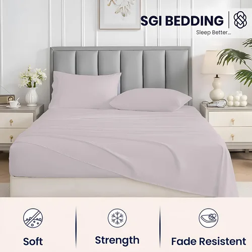 Vista 4 de SGI Bedding - Juego de sábanas para cama Twin, algodón egipcio 100% suave de lujo, color azul claro, 1000 hilos 02 - Gris claro