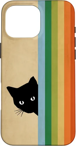 Vista 19 de Black Kitty Cat - Retro Vintage Rainbow Phone Case for iPhone 17