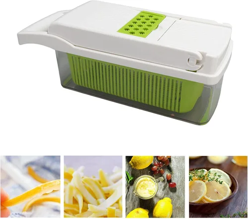 Vista 4 de Todo en picador de verduras, rebanador de verduras y rallador de queso, picador de verduras de cebolla C Food C, utensilios de cocina con pelador