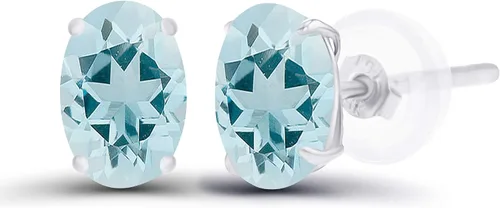 Vista 40 de Aretes ovalados de plata de ley 925 maciza chapados en oro de 0.236 x 0.157 pulgadas con piedra natal genuina para mujer Aretes de tuerca Amatista