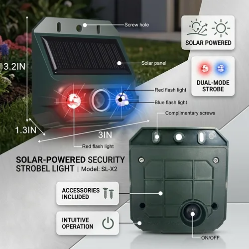 Vista 6 de Repelente solar ultrasónico nocturno de animales, 4 paquetes de disuasión ultrasónico para pájaros, gatos al aire libre para patio, luces