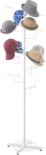 Vista 9 de MyGift Soporte grande de pie para sombreros, soporte organizador de gorra de béisbol, exhibición de peluca al por menor con 20 ganchos circulares