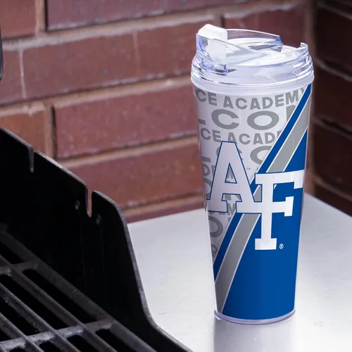 Vista 2 de Rico Industries Taza acrílica NCAA estándar de 24 onzas con tapa con bisagra, taza de doble pared oficialmente licenciada con pajita
