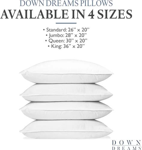 Vista 7 de Down Dreams Almohadas clásicas Manchester Mills - Soporte estándar medio/medio, paquete de 2