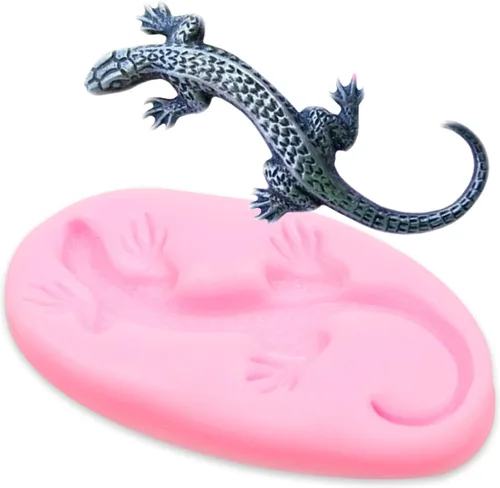 Vista 8 de Lizard Gecko - Molde para fondant, 4 unidades, moldes de silicona para dulces de chocolate para decoración de pasteles, decoración de cupcakes