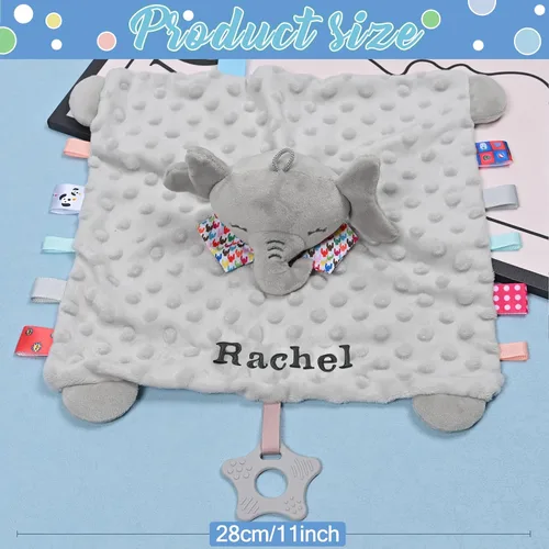 Vista 3 de Manta de seguridad para bebé, regalos personalizados para bebés con nombre, regalos para baby shower de Navidad, juguetes para bebés recién nacidos
