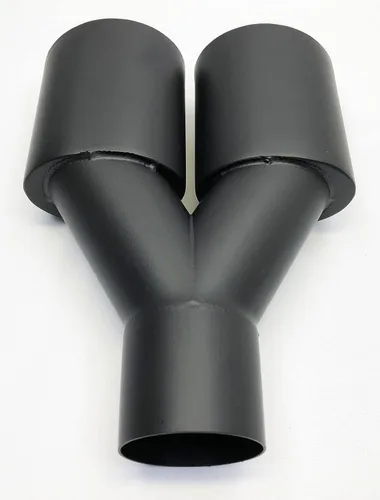 Vista 5 de Punta de escape 2.25 Entrada Dual 3.00 Oval X 2.50 High Outlets 9.75 Long Resonated Matte Black 304 Stainless WDOR30250975-225-MBK-SS Punta