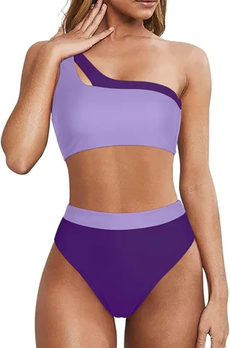 Vista 154 de MOOSLOVER Traje de baño de dos piezas con corte alto y cintura alta para mujer