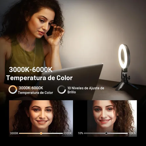 Vista 5 de NEEWER BR60 - Anillo de luz básico de 5 pulgadas para iluminación de videoconferencia, kit de luz con clip con soporte de trípode de escritorio