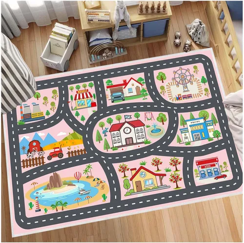Vista 10 de Alfombra para niños, alfombra de coche para niños, tapete de juego, alfombra para coches de juguete para sala de juegos, aula, habitación de niños