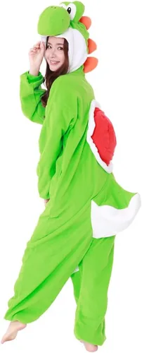 Vista 5 de SAZAC Kigurumi Super Mario Bros. Yoshi - Mono de disfraz de Halloween Verde