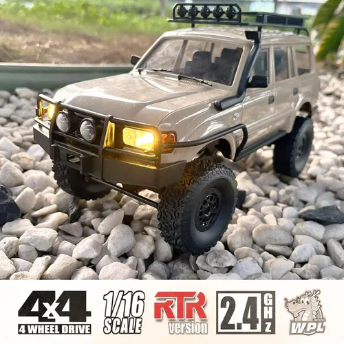 Vista 4 de RC Rock Crawler RC Truck 4x4 WPL C54-1 RTR Escala 1/16 RC Crawler, camión todoterreno todo terreno con chasis y choque mejorados, caja de cambios