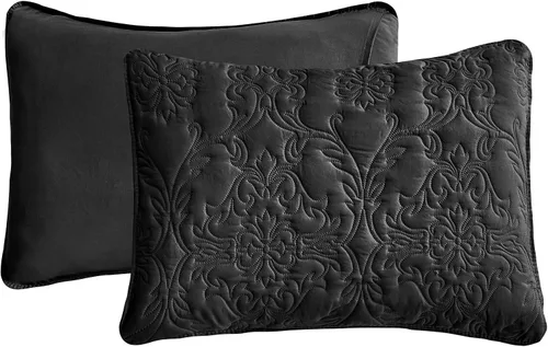 Vista 5 de Sophia and William - Juego de edredón de 2 piezas, tamaño individual, con 1 edredón y 1 funda de almohada, reversible, de microfibra, acogedor, Negro