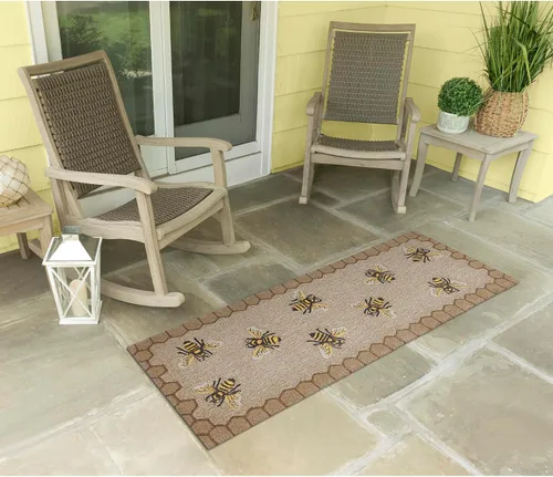 Vista 36 de Liora Manne Mum Aqua - Alfombra para interior/exterior, 3 pies, redonda