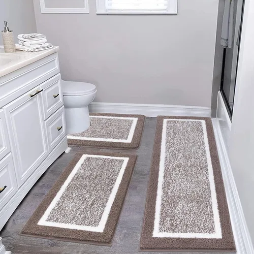 Vista 44 de Pauwer Juego de baño, alfombras de baño antideslizantes, alfombras de ducha absorbentes para suelo de baño, bañera y ducha, color azul aguamarina